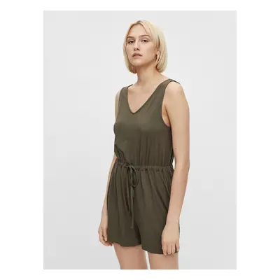 Khaki Short Jumpsuit with Ties Pieces Neora - Women