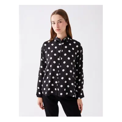 LC Waikiki Women's Polka Dot Long Sleeve Oversize Satin Shirt