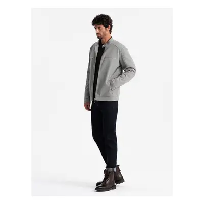 Ombre Men's biker jacket with pockets and collar - grey