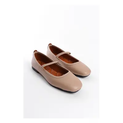 Capone Outfitters Women's Strappy Matte Beige Ballerinas