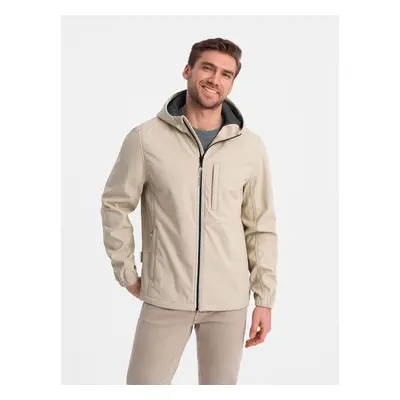 Ombre Men's SOFTSHELL jacket with fleece center - sand