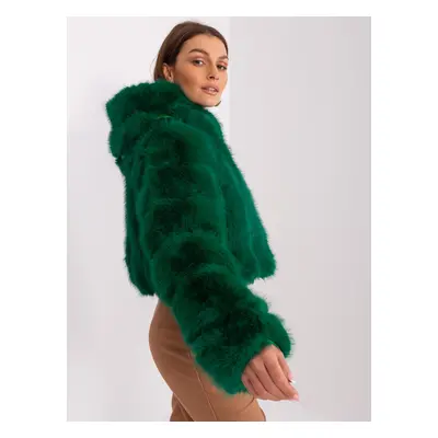 Dark green faux fur short jacket