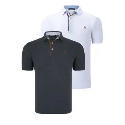 DUAL SET T8582 DEWBERRY MENS T-SHIRT-WHITE-ANTHRACITE