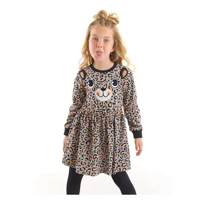 Denokids Leopard Patterned Gray Girl's Dress