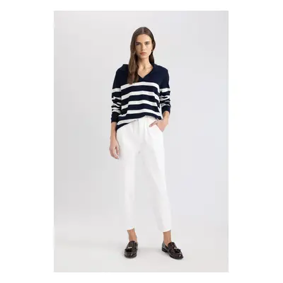 DEFACTO Paperbag High Waist Ankle Length White Jean Trousers