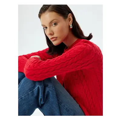 Koton Hair Knit Cardigan Round Neck Long Sleeve