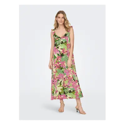 Pink-green Women's patterned maxi-dresses ONLY Zora - Women