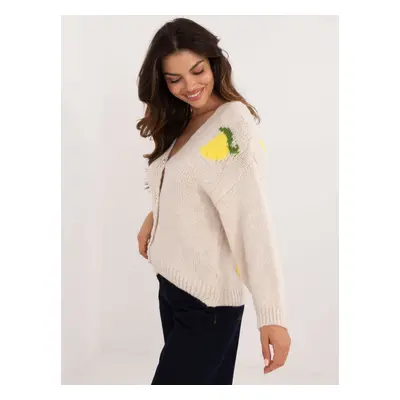 Light beige women's sweater with buttons