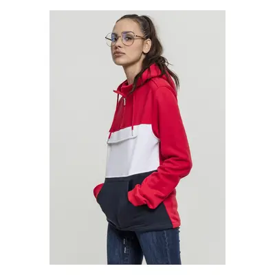 Women's Color Block Sweat Pull Over Hoody Burnt/Navy/White