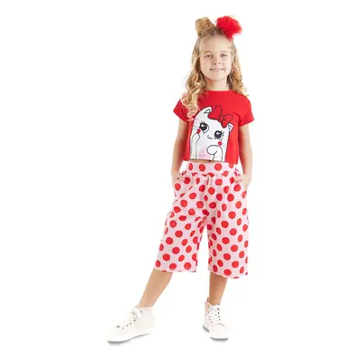 Denokids Ponchik Cat Girl Kids T-shirt Capri Shorts Set