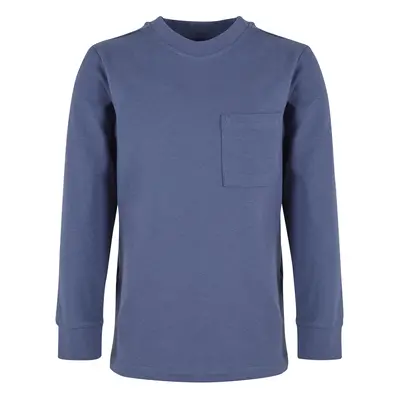 Boys' long-sleeved T-shirt with a pocket blue