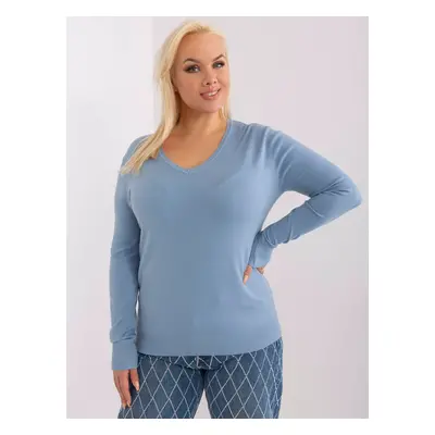 Light blue fitted viscose sweater plus size