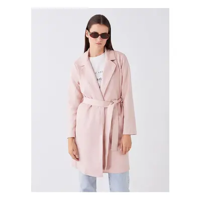 LC Waikiki Jacket Collar Plain Long Sleeve Suede Women's Trench Coat