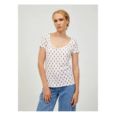 Pink-cream patterned T-shirt ORSAY - Women