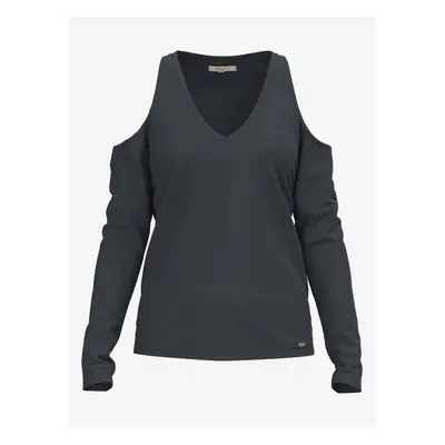 Dark Grey Women's T-Shirt with Exposed Shoulders Pepe Jeans Cora - Women