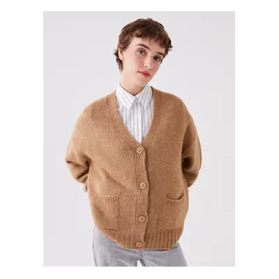 LC Waikiki V-nyakú sima hosszú ujjú Oversize női kötöttáru Cardigan