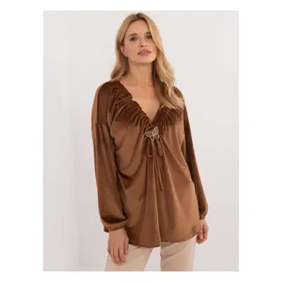 Light brown velor blouse large size