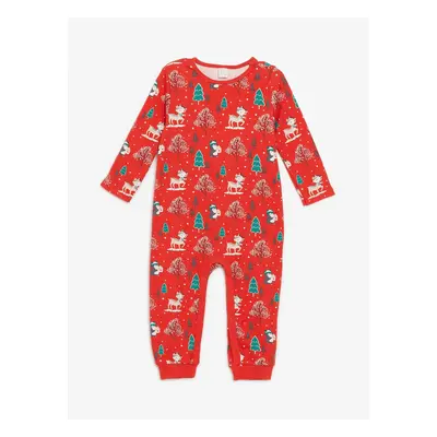 LC Waikiki Crew Neck Long Sleeve Printed Baby Girl Rompers