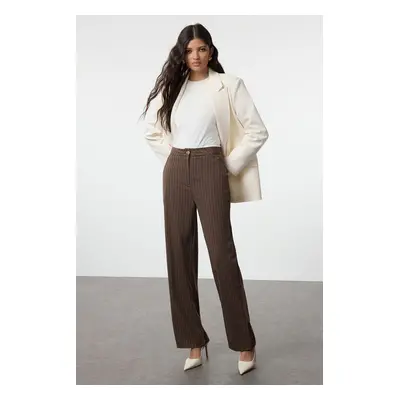 Trendyol Brown Premium Quality Wide Leg/Wide Leg Woven Trousers