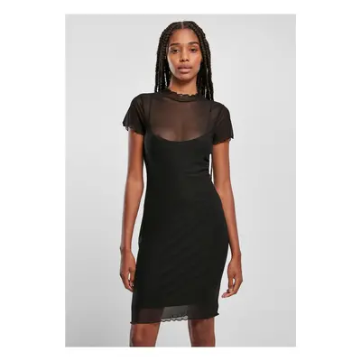 Women's double-layer mesh dress black