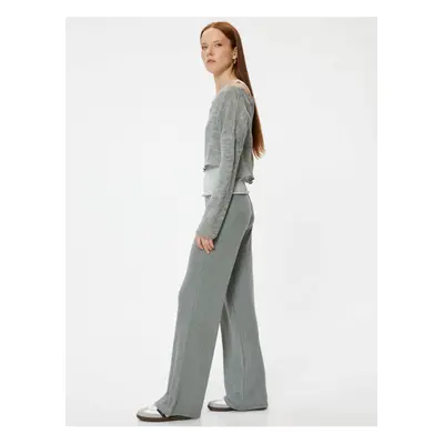 Koton Wide Leg Ribbed Standard Waist Trousers