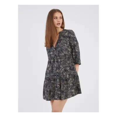 Beige-blue lady patterned dress ONLY Nova - Women