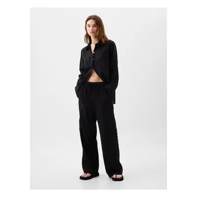 GAP Linen Trousers Wide-Leg Cargo - Women