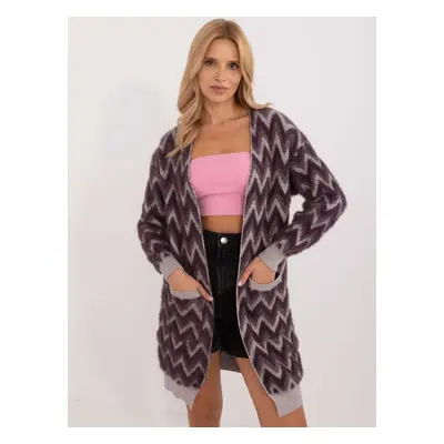 Dark purple women's cardigan without fastening