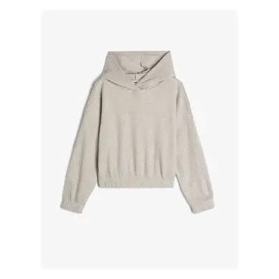 Koton Hooded Basic Sweatshirt Textured Elastic Cuffs