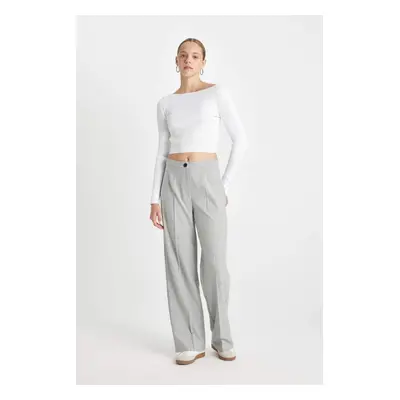 DEFACTO Standard Length Trousers Wide Leg Wide Leg Basic Plain High Waist C6402ax24au