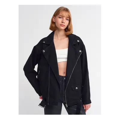 Dilvin Long Biker Jacket-Black