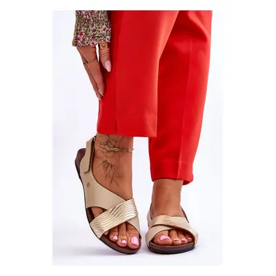 leather sandals with Velcro Golden-beige Addison