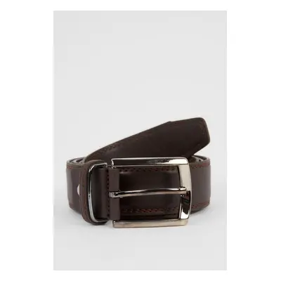 DEFACTO Men's Rectangular Buckle Leather Look Belt