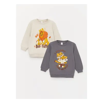 LC Waikiki Crew Neck Long Sleeve Printed Sweatshirt for Baby Boy 2-pack.