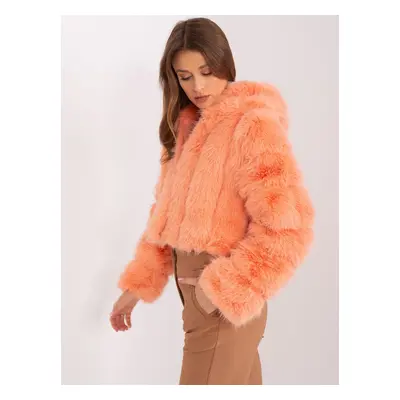 Peach transitional jacket made of eco-fur