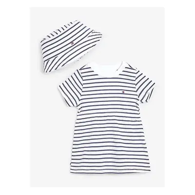 Tommy Hilfiger Set of girly striped dress and hat in blue and white Tommy Hi - Girls