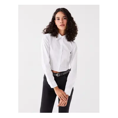 LC Waikiki Plain Long Sleeve Crop Poplin Women's Shirt