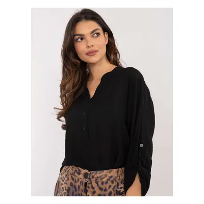 Black blouse with stand-up collar OH BELLA