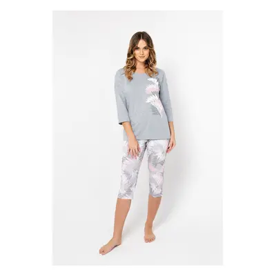 Women's pyjamas Dracaena 3/4 sleeve, 3/4 legs - melange/print