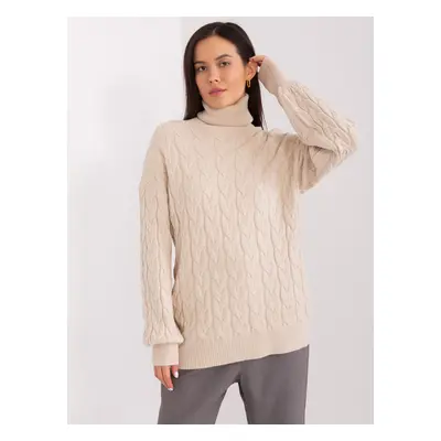 Light beige turtleneck with cuffs