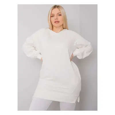 Women's cotton sweatshirt Ecru plus size