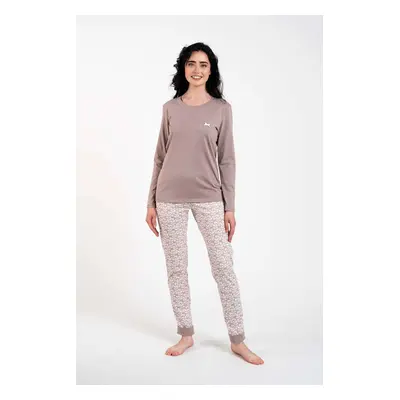 Juliana ́s pajamas, long sleeves, long legs - cappuccino/print