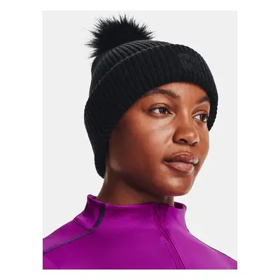 Under Armour Beanie UA Halftime Ribbed Pom-BLK - Women