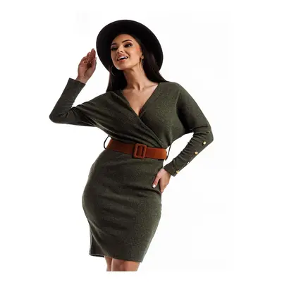 Khaki dress Och Bella BE-BQ183.khaki