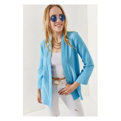 Olalook Women's Baby Blue Shawl Collar Atlas Jacket