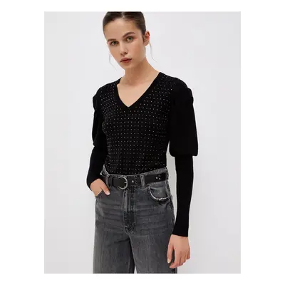 Black Women's Patterned Blouse with Balloon Sleeves Liu Jo - Ladies