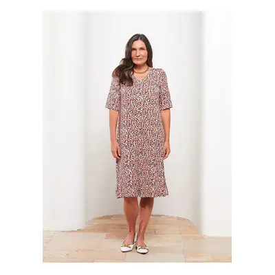 LC Waikiki V-Neck Patterned Short Sleeve Women's Dress