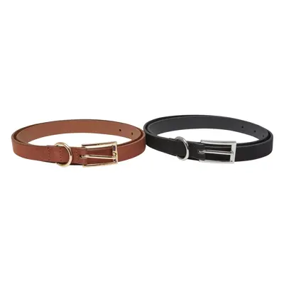 Slim synthetic velour leather belt pcs black/silver + brown/gold