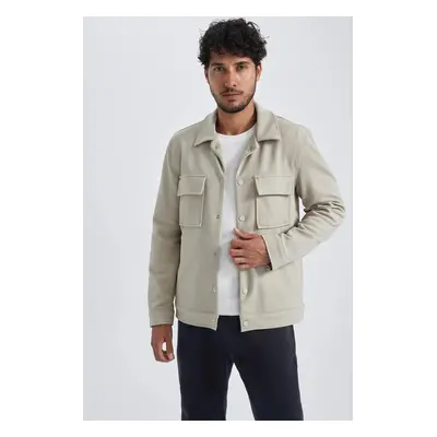 DEFACTO Polo Collar Snap Closure Pocket Shirt Jacket