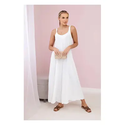 Ecru jumpsuit with wide straps